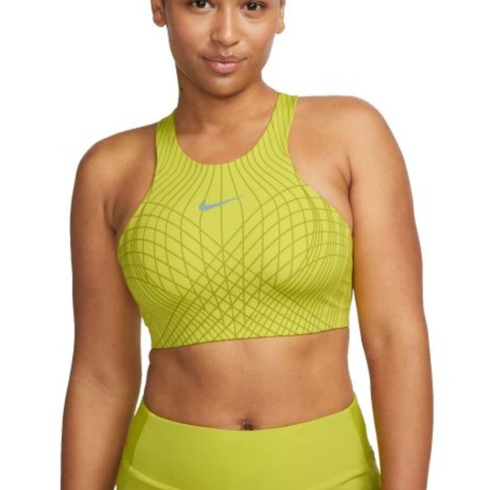 Nike Dri-FIT Swoosh Sports Bra | Neon Yellow & Grey | Size XXL